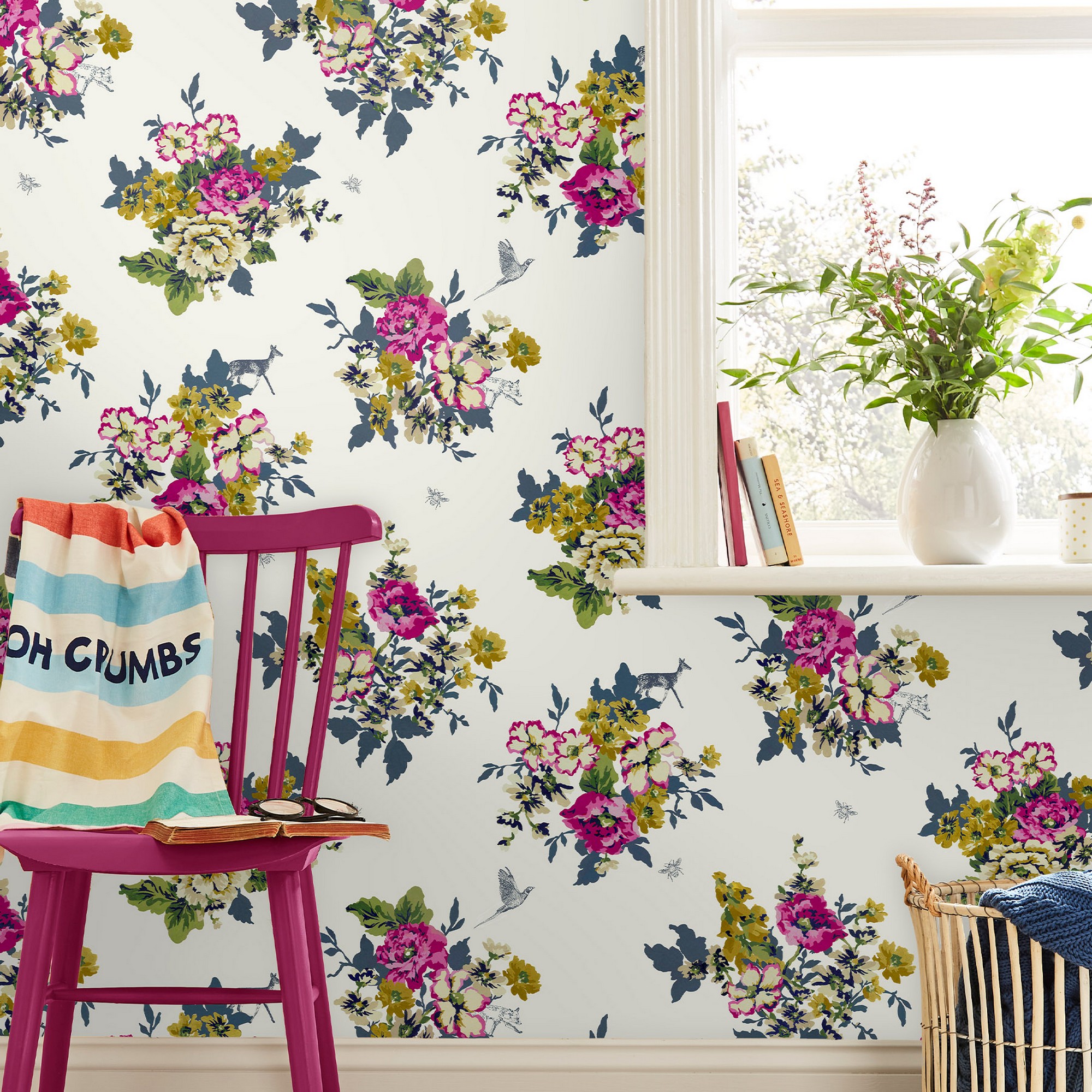 Floral Wallpaper 118552 By Joules In Cream White